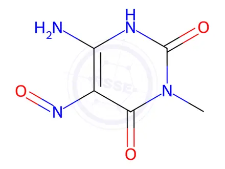 Chemical structure of 6-Amino-5-nitroso-3-methyluracil