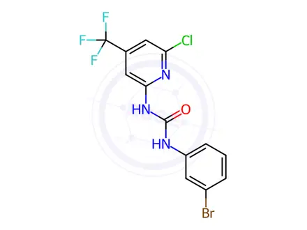 Chemical structure of N-(3-bromophenyl)-N'-[6-chloro-4-(trifluoromethyl)-2-pyridyl]urea