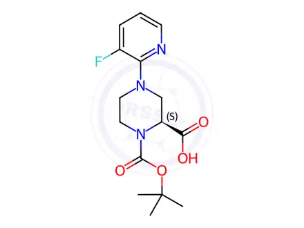 Chemical structure of (S)-1-(tert-Butoxycarbonyl)-4-(3-fluoropyridin-2-yl)piperazine-2-carboxylic acid