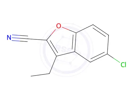 Chemical structure of 5-chloro-3-ethyl-1-benzofuran-2-carbonitrile