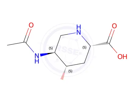 Chemical structure of 2-Piperidinecarboxylicacid,5-(acetylamino)-4-hydroxy-,[2S-(2alpha,4alpha,5beta)]-(9CI)