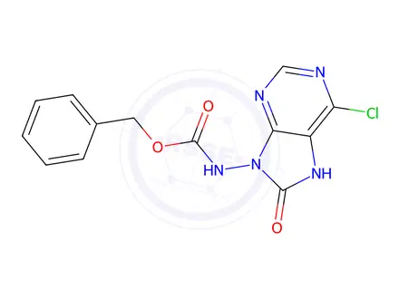 Chemical structure of Benzyl (6-chloro-8-oxo-7H-purin-9(8H)-yl)carbamate