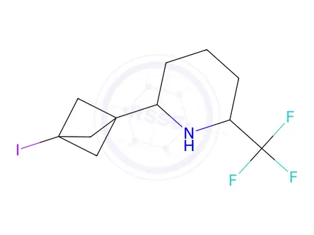 Chemical structure of 2-(3-iodo-1-bicyclo[1.1.1]pentanyl)-6-(trifluoromethyl)pyridine
