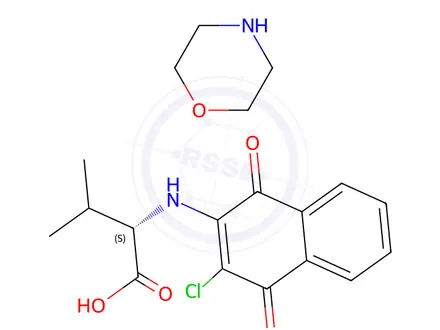 Chemical structure of L-Valine, N-(3-chloro-1,4-dihydro-1,4-dioxo-2-naphthalenyl)-, compd. w ith morpholine (1:1)