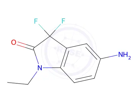 Chemical structure of 5-Amino-1-ethyl-3,3-difluoroindolin-2-one