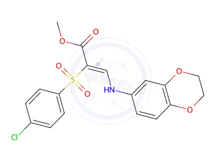 Chemical structure of Methyl (2Z)-2-(4-chlorobenzenesulfonyl)-3-[(2,3-dihydro-1,4-benzodioxin-6-yl)amino]prop-2-enoate