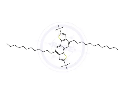 Chemical structure of (5,10-Didodecylnaphtho[1,2-b:5,6-b']dithiophene-2,7-diyl)bis(trimethylstannane)