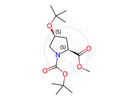 Chemical structure of O1-tert-butyl O2-methyl (2S,4S)-4-tert-butoxypyrrolidine-1,2-dicarboxylate