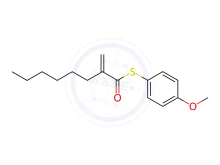 Chemical structure of Octanethioic acid, 2-methylene-, S-(4-methoxyphenyl) ester