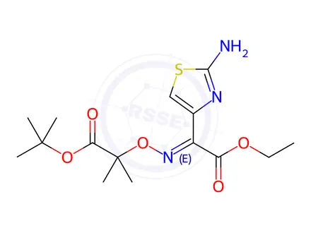 Chemical structure of tert-Butyl (E)-2-(((1-(2-aminothiazol-4-yl)-2-ethoxy-2-oxoethylidene)amino)oxy)-2-methylpropanoate