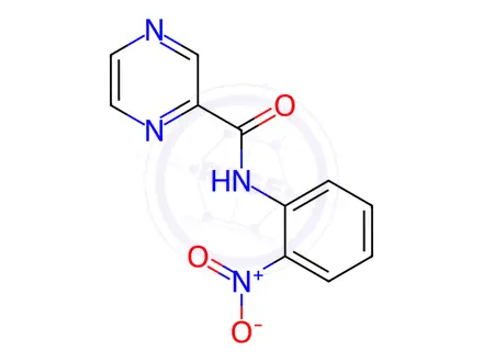 Chemical structure of N-(2-nitrophenyl)pyrazine-2-carboxamide