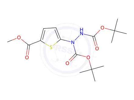 Chemical structure of Di-tert-butyl 1-(5-(methoxycarbonyl)thiophen-2-yl)hydrazine-1,2-dicarboxylate