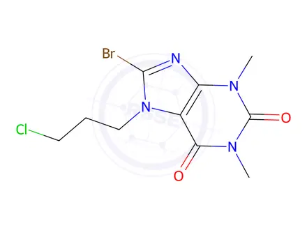 Chemical structure of 8-Bromo-7-(3-chloropropyl)-1,3-dimethyl-3,7-dihydro-1H-purine-2,6-dione