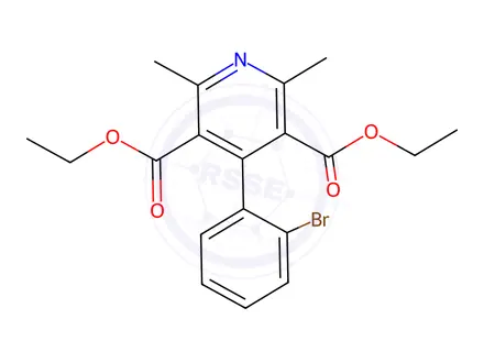 Chemical structure of 4-(2-Bromophenyl)-2,6-dimethyl-3,5-pyridinedicarboxylic Acid Diethyl Ester
