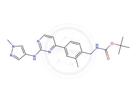 Chemical structure of tert-Butyl (2-methyl-4-(2-((1-methyl-1H-pyrazol-4-yl)amino)pyrimidin-4-yl)benzyl)carbamate