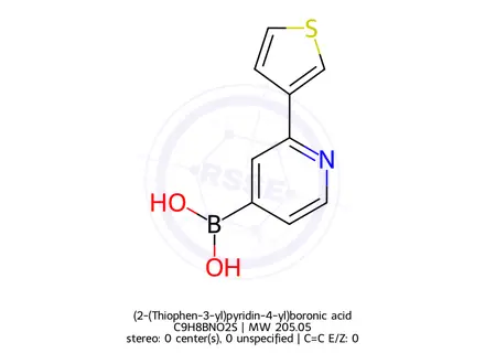 Chemical structure of (2-(Thiophen-3-yl)pyridin-4-yl)boronic acid