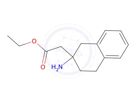 Chemical structure of Ethyl 2-(2-amino-1,2,3,4-tetrahydronaphthalen-2-yl)acetate