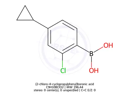 Chemical structure of (2-chloro-4-cyclopropylphenyl)boronic acid