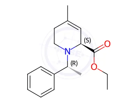 Chemical structure of R-[(S)-Phenethyl]-6-ethoxycarbonyl-4-methyl-3,4-didehydro piperidine