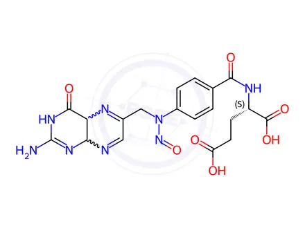 Chemical structure of L-(+)-N-[p-[[(2-Amino-7,8-dihydro-4-hydroxy-6-pteridinyl)methyl]nitrosamino]benzoyl]-glutamic Acid