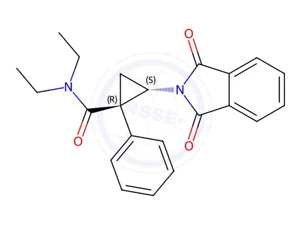 Chemical structure of (1R,2R)-rel-2-[(1,3-Dihydro-1,3-dioxo-2H-isoindol-2-yl)methyl]-N,N-diethyl-1-phenyl-cyclopropanecarboxamide