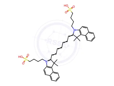 Chemical structure of 4-(2-(7-(1,1-dimethyl-3-(4-sulfobutyl)-1,3-dihydro-2H-benzo[e]indol-2-ylidene)hepta-1,3,5-trien-1-yl)-1,1-dimethyl-1,2-dihydro-3H-benzo[e]indol-3-yl)butane-1-sulfonic acid