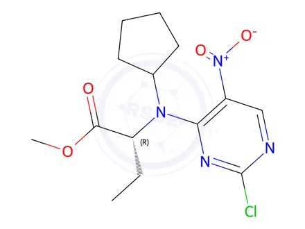 Chemical structure of Methyl (R)-2-((2-chloro-5-nitropyrimidin-4-yl)(cyclopentyl)amino)butanoate