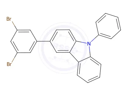 Chemical structure of 9H-Carbazole, 3-(3,5-dibroMophenyl)-9-phenyl-