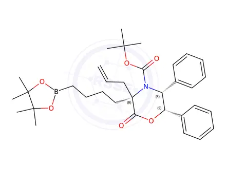 Chemical structure of tert-Butyl (3R,5R,6S)-3-allyl-2-oxo-5,6-diphenyl-3-(4-(4,4,5,5-tetramethyl-1,3,2-dioxaborolan-2-yl)butyl)morpholine-4-carboxylate