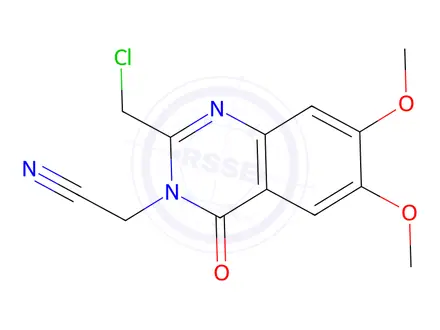 Chemical structure of 2-(2-(Chloromethyl)-6,7-dimethoxy-4-oxoquinazolin-3(4h)-yl)acetonitrile