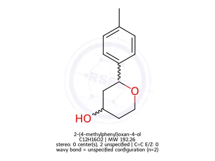 Chemical structure of 2-(4-methylphenyl)oxan-4-ol