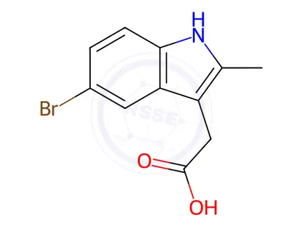 Chemical structure of (5-bromo-2-methyl-1H-indol-3-yl)acetic acid