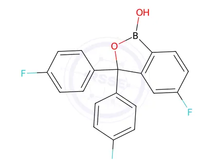 Chemical structure of 5-Fluoro-3,3-bis(4-fluorophenyl)benzo[c][1,2]oxaborol-1(3H)-ol