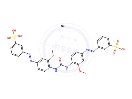 Chemical structure of m,m'-[carbonylbis[imino(3-methoxy-p-phenylene)azo]]bis(benzenesulphonic) acid, sodium salt