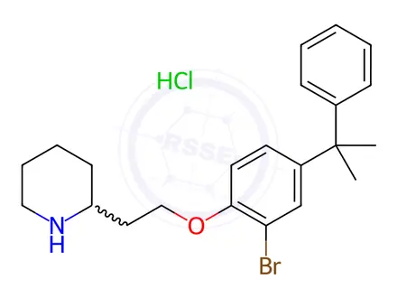 Chemical structure of 2-{2-[2-Bromo-4-(1-methyl-1-phenylethyl)phenoxy]-ethyl}piperidine hydrochloride