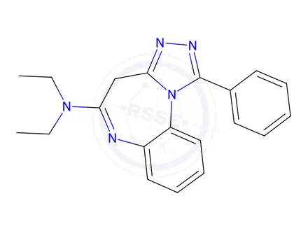 Chemical structure of 4H-(1,2,4)Triazolo(4,3-a)(1,5)benzodiazepin-5-amine, N,N-diethyl-1-phe nyl-
