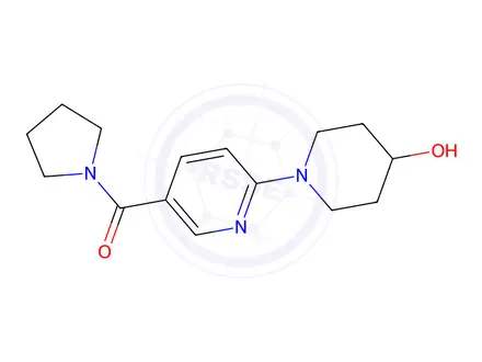 Chemical structure of Pyrrolidine, 1-[[6-(4-hydroxy-1-piperidinyl)-3-pyridinyl]carbonyl]-