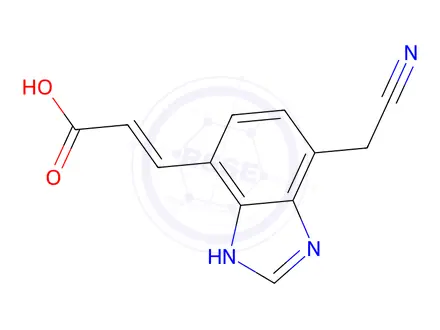 Chemical structure of (E)-3-(4-Cyanomethyl-1H-benzo[d]imidazol-7-yl)acrylic acid