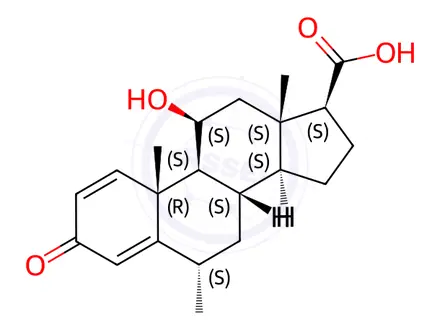 Chemical structure of 6α-Methyl Prednisolone 17-Deshydroxy 17β-Carboxylic Acid