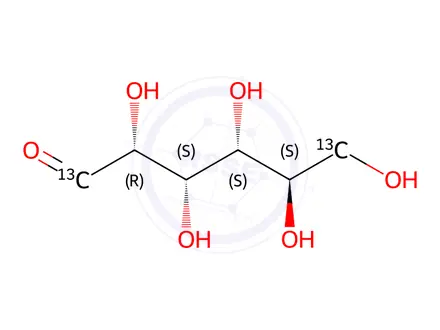 Chemical structure of D-[1,6-13C2]glucose