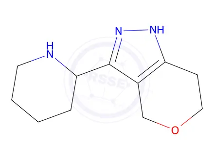 Chemical structure of 3-(piperidin-2-yl)-1,4,6,7-tetrahydropyrano[4,3-c]pyrazole