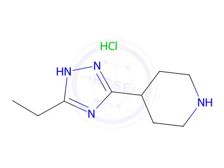 Chemical structure of 4-(5-ethyl-1H-1,2,4-triazol-3-yl)piperidine hydrochloride