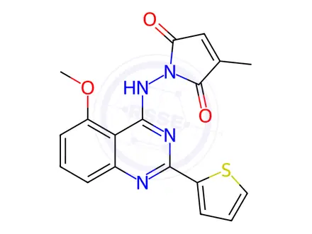 Chemical structure of 1-((5-Methoxy-2-(thiophen-2-yl)quinazolin-4-yl)amino)-3-methyl-1H-pyrrole-2,5-dione