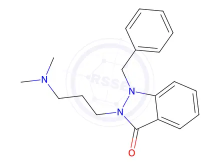 Chemical structure of 2-[3-(Dimethylamino)propyl]-1,2-dihydro-1-(phenylmethyl)-3H-indazol-3-one Hydrochloride
