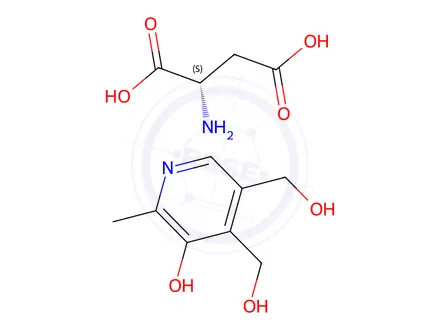 Chemical structure of L-aspartic acid, compound with 5-hydroxy-6-methylpyridine-3,4-dimethanol (1:1)