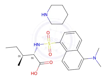 Chemical structure of N-[[5-(dimethylamino)-1-naphthyl]sulphonyl]-L-isoleucine, compound with piperidine (1:1)