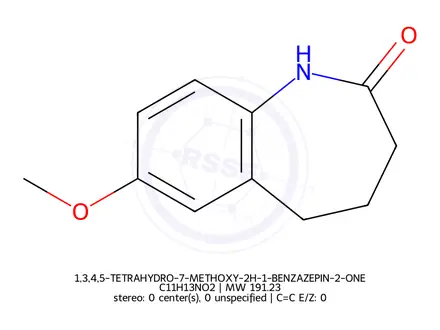 Chemical structure of 7-methoxy-1,3,4,5-tetrahydro-2H-benzo[b]azepin-2-one