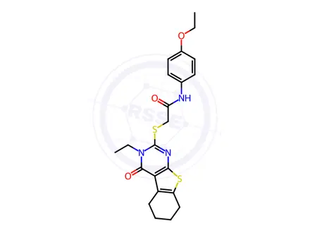 Chemical structure of N-(4-Ethoxyphenyl)-2-((3-ethyl-4-oxo-3,4,5,6,7,8-hexahydrobenzo[4,5]thieno[2,3-d]pyrimidin-2-yl)thio)acetamide