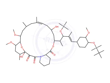 Chemical structure of 22-Hydroxy-33-O-tert-butyldimethylsilyloxy-27-O-trimethylsilyl-iso-FK-506