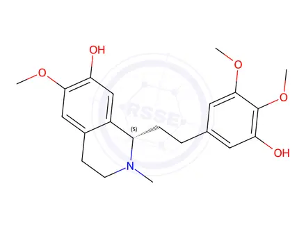 Chemical structure of [1S,(-)]-1,2,3,4-Tetrahydro-1-[2-(3-hydroxy-4,5-dimethoxyphenyl)ethyl]-6-methoxy-2-methylisoquinoline-7-ol
